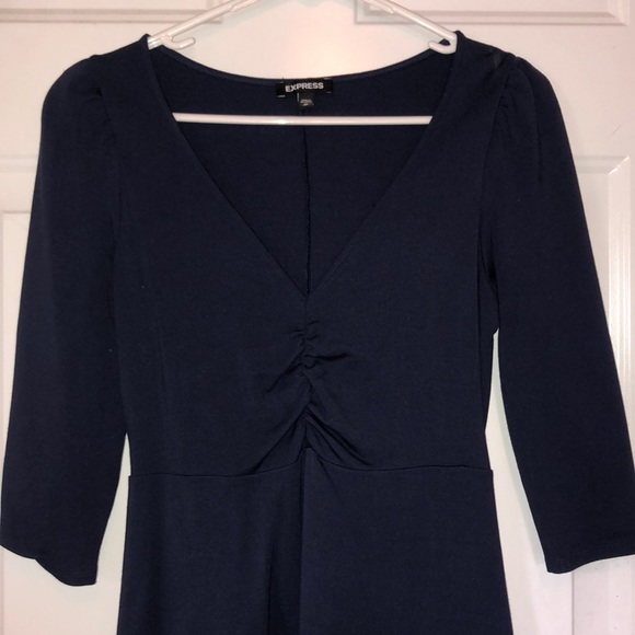 Express 3/4 sleeve, ruffle/flutter mini dress - Picture 2 of 5